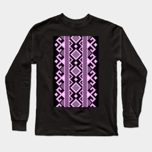 Pink Crochet Pattern Long Sleeve T-Shirt